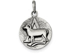 FJC Finejewelers Sterling Silver Polished Antique Finish Aries Horoscope Pendant Necklace - Chain Included