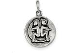 FJC Finejewelers Sterling Silver Polished Antique Finish Gemini Horoscope Pendant Necklace - Chain Included