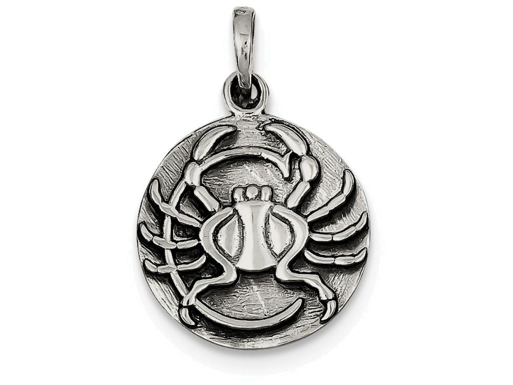 FJC Finejewelers Sterling Silver Polished Antique Finish Cancer Horoscope Pendant Necklace - Chain Included