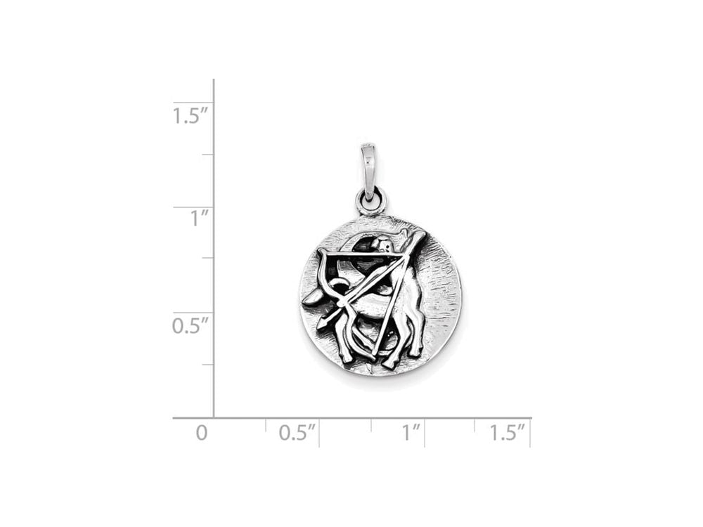 FJC Finejewelers Sterling Silver Polished Antique Finish Sagittarius Horoscope Pendant Necklace - Chain Included