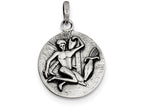 FJC Finejewelers Sterling Silver Polished Antique Finish Aquarius Horoscope Pendant Necklace - Chain Included