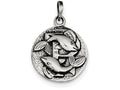 FJC Finejewelers Sterling Silver Polished Antique Finish Pisces Horoscope Pendant Necklace - Chain Included