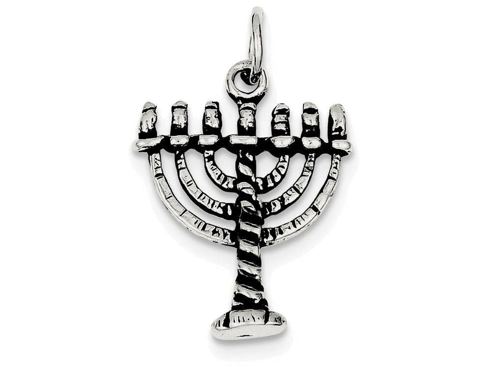 FJC Finejewelers Sterling Silver Antiqued Menorah Charm