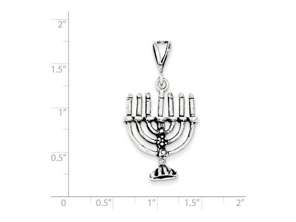 FJC Finejewelers Sterling Silver Antiqued Menorah Charm