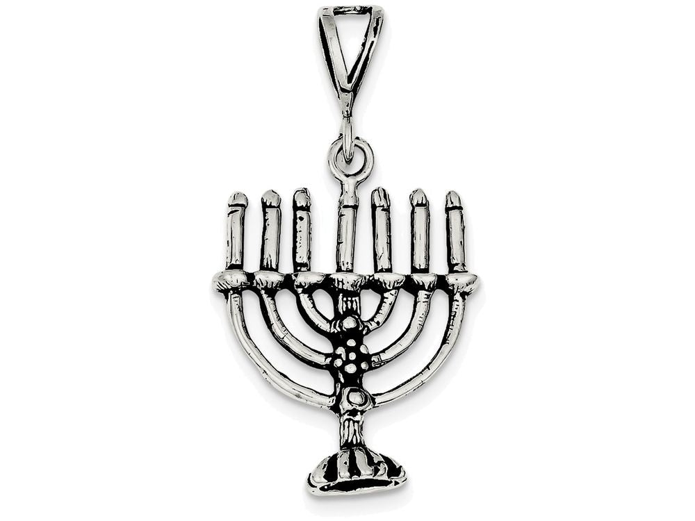FJC Finejewelers Sterling Silver Antiqued Menorah Charm