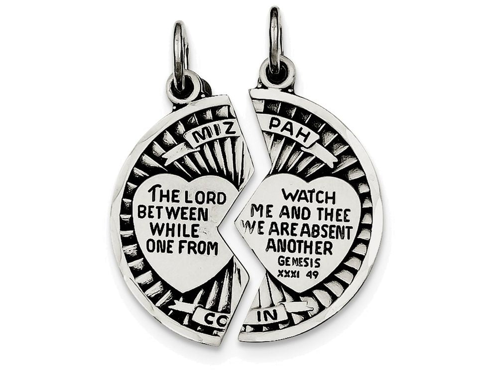 FJC Finejewelers Sterling Silver Satin Antiqued 2-piece Mizpah Pendant Necklace - Chain Included