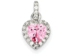 FJC Finejewelers Sterling Silver Pink Cubic Zirconia Heart Pendant Necklace - Chain Included