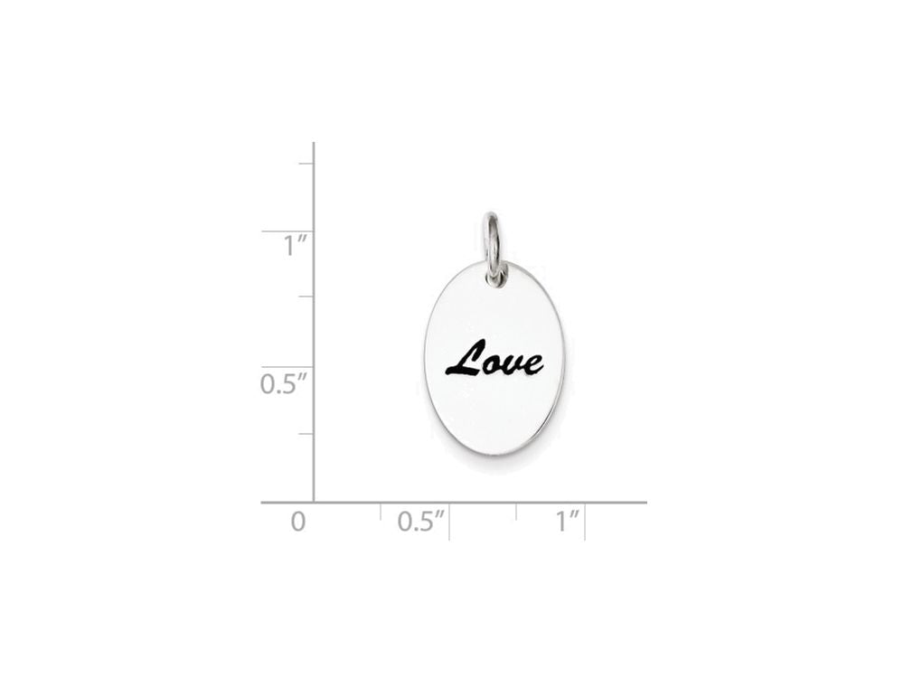 FJC Finejewelers Sterling Silver Polished Enamel Love Pendant Necklace - Chain Included