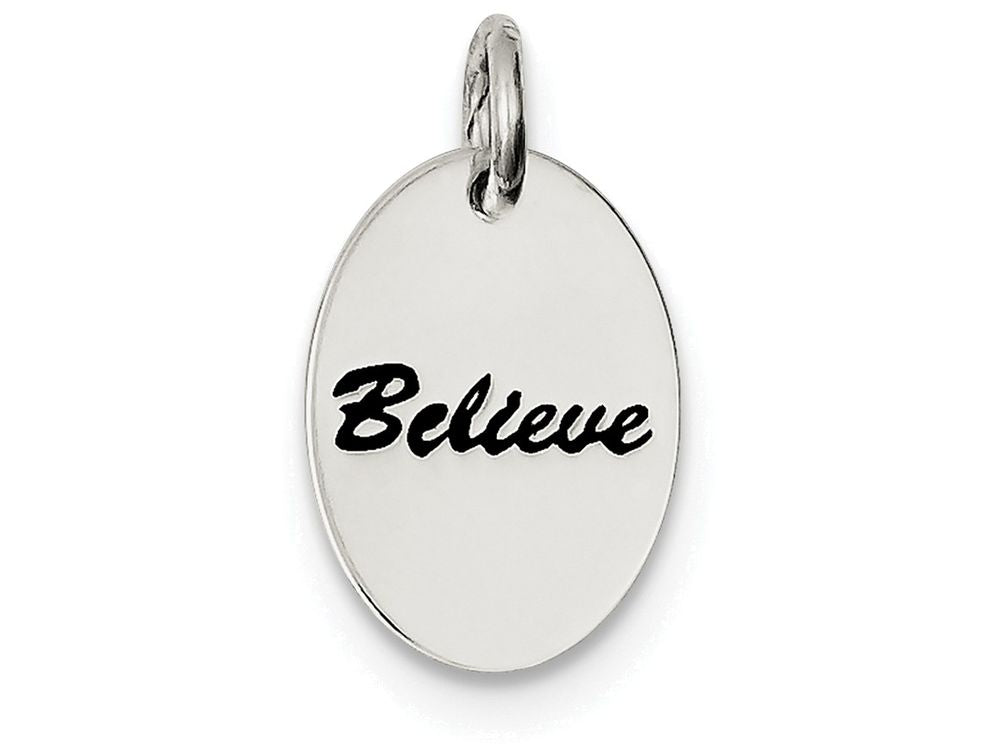 FJC Finejewelers Sterling Silver Polished Enamel Believe Pendant Necklace - Chain Included