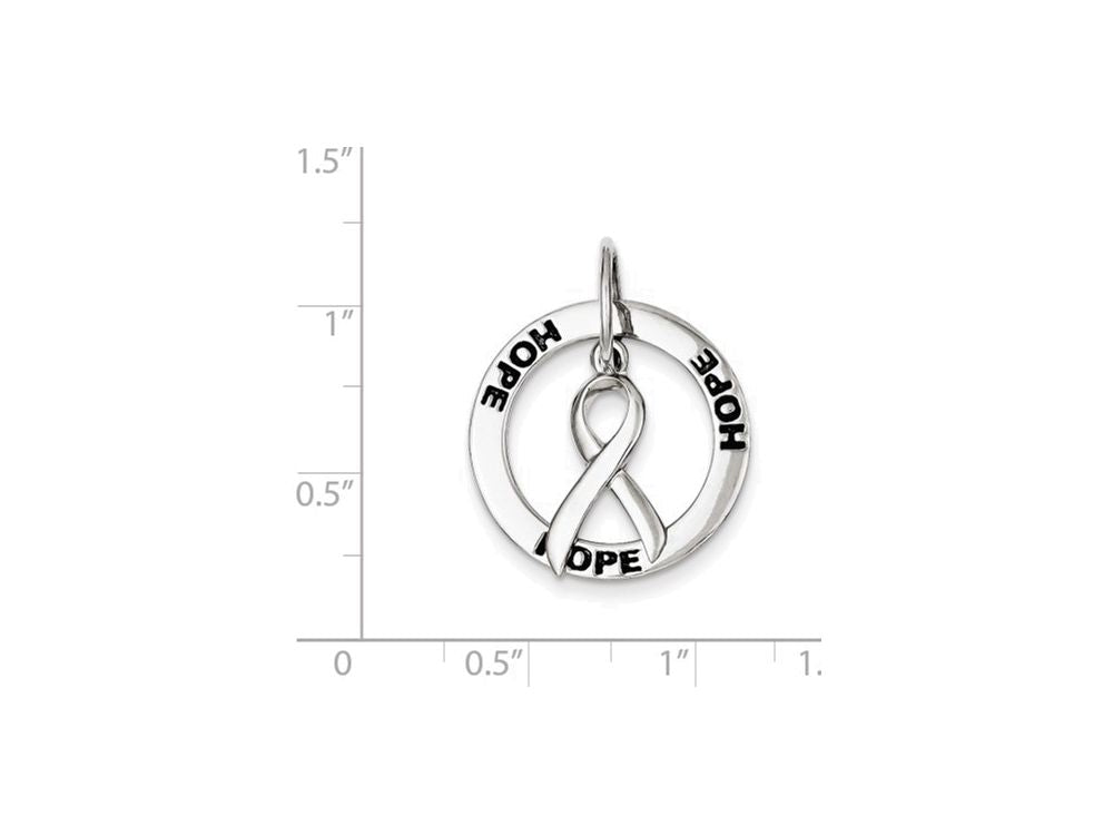 FJC Finejewelers Sterling Silver Hope Circle and Cancer Awareness Ribbon Pendant Necklace - Chain Included