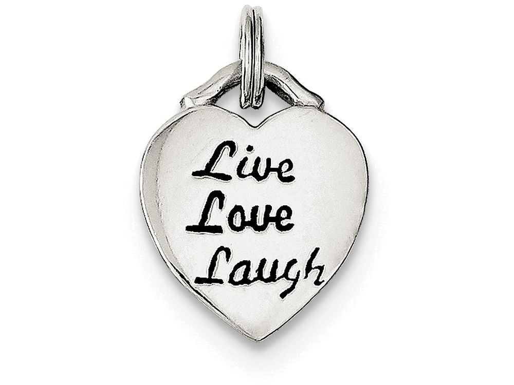 FJC Finejewelers Sterling Silver Live Laugh Love Heart Pendant Necklace - Chain Included