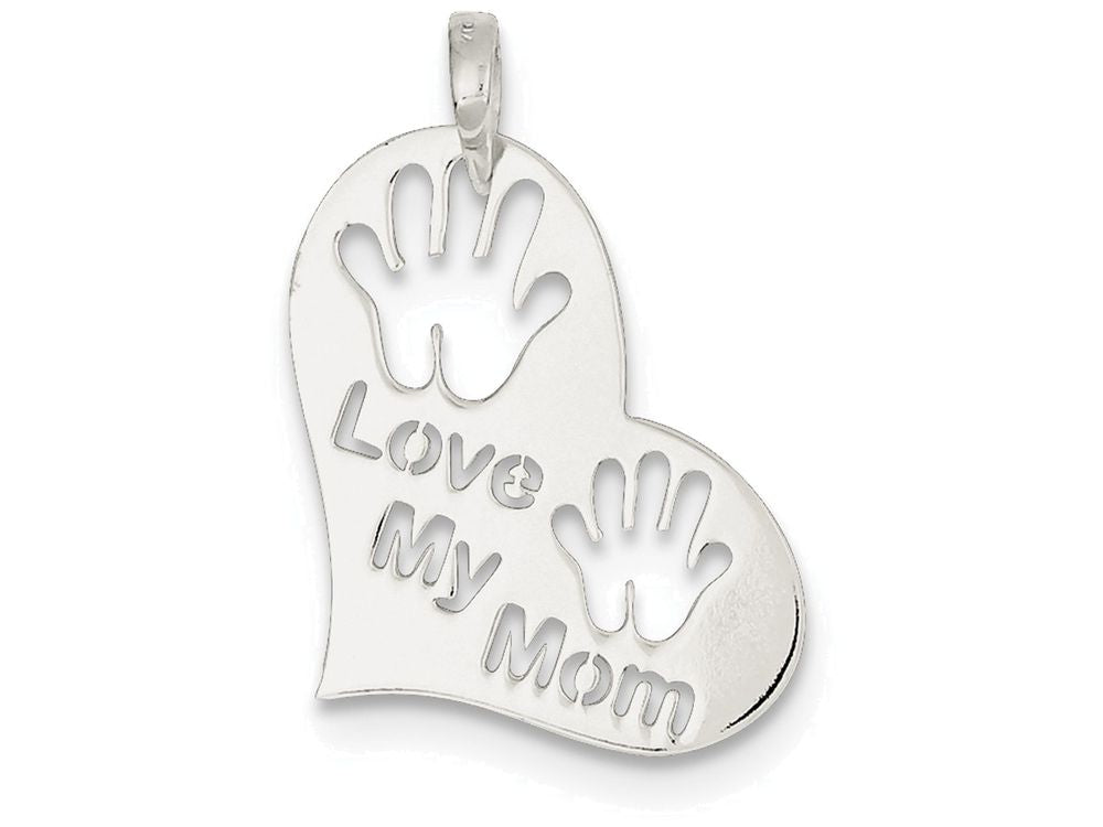 FJC Finejewelers Sterling Silver Polished Love My Mom Heart Pendant Necklace - Chain Included