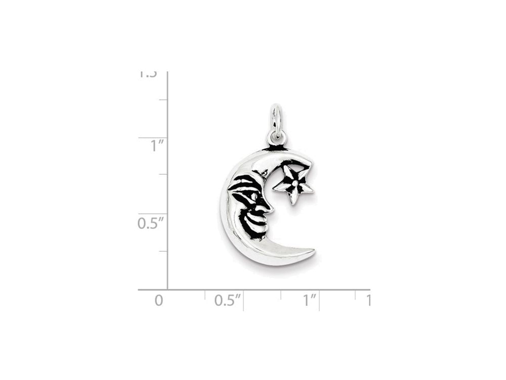 FJC Finejewelers Sterling Silver Antiqued Moon Charm