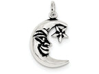 FJC Finejewelers Sterling Silver Antiqued Moon Charm