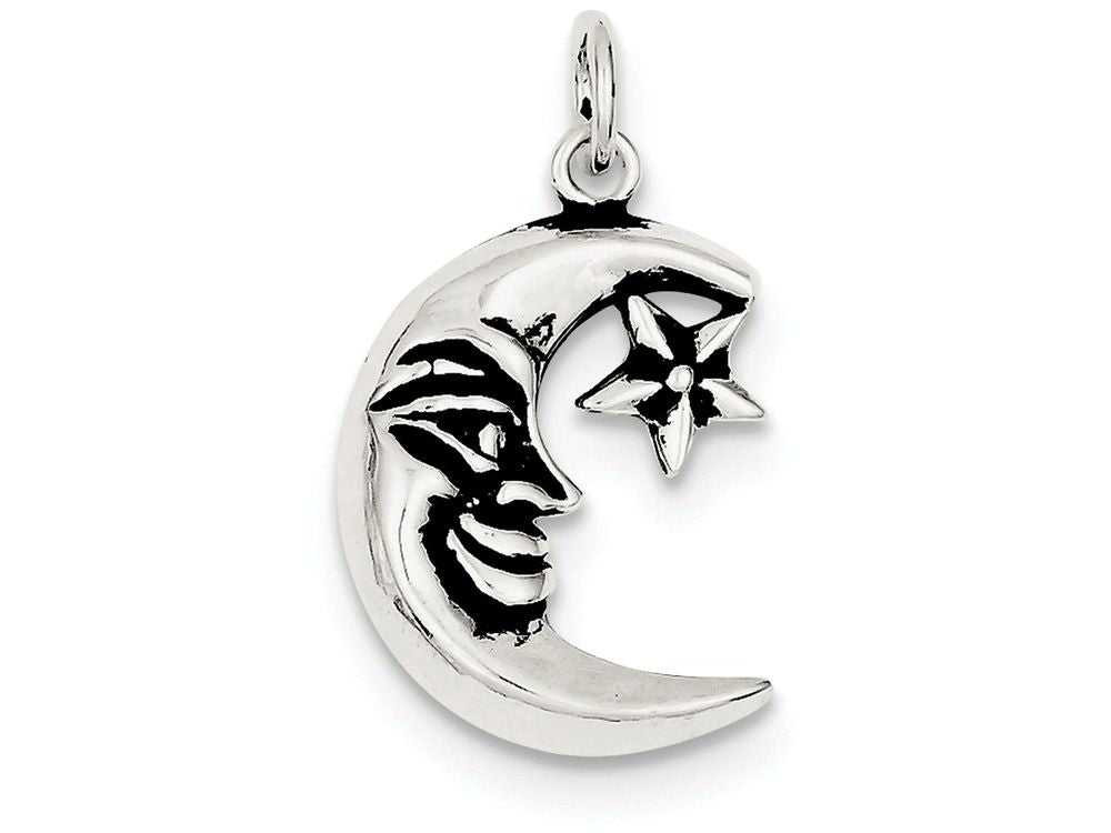 FJC Finejewelers Sterling Silver Antiqued Moon Charm