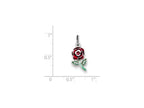 FJC Finejewelers Sterling Silver Green and Red Enamel Rose Charm