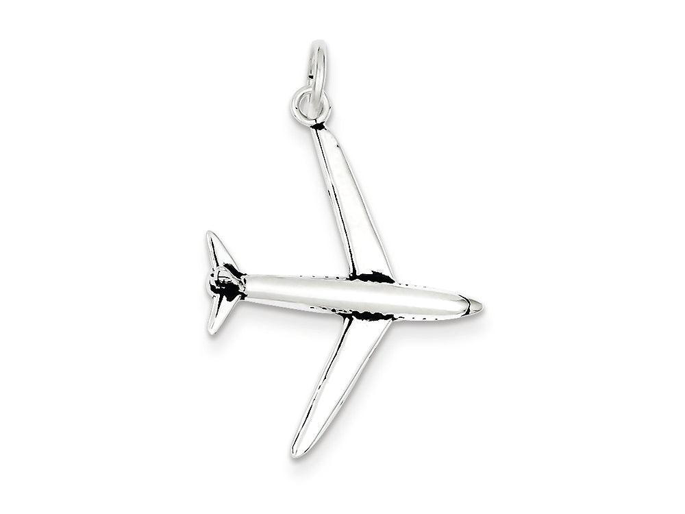 FJC Finejewelers Sterling Silver Antiqued Airplane Charm