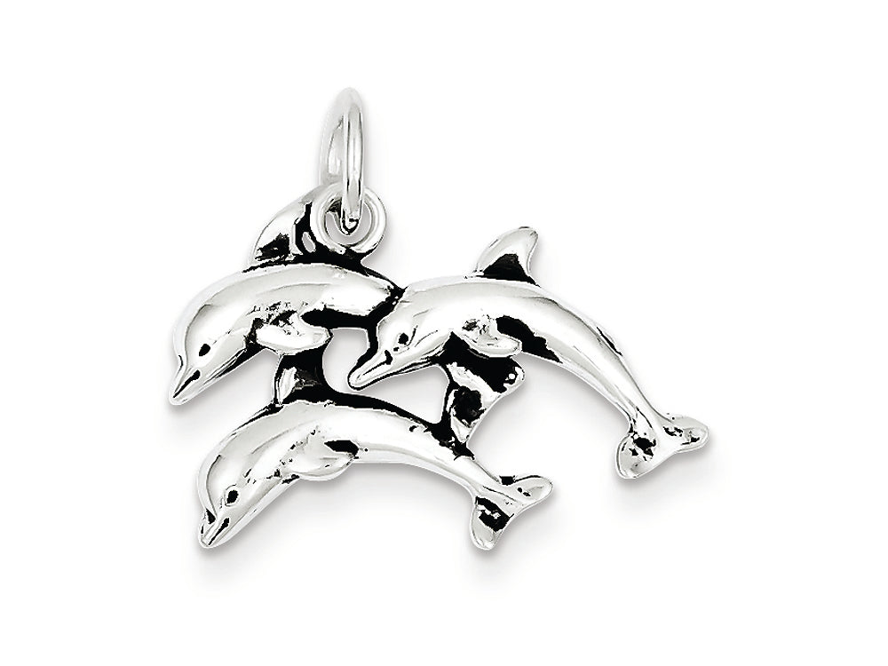 FJC Finejewelers Sterling Silver Antiqued Dolphin Charm