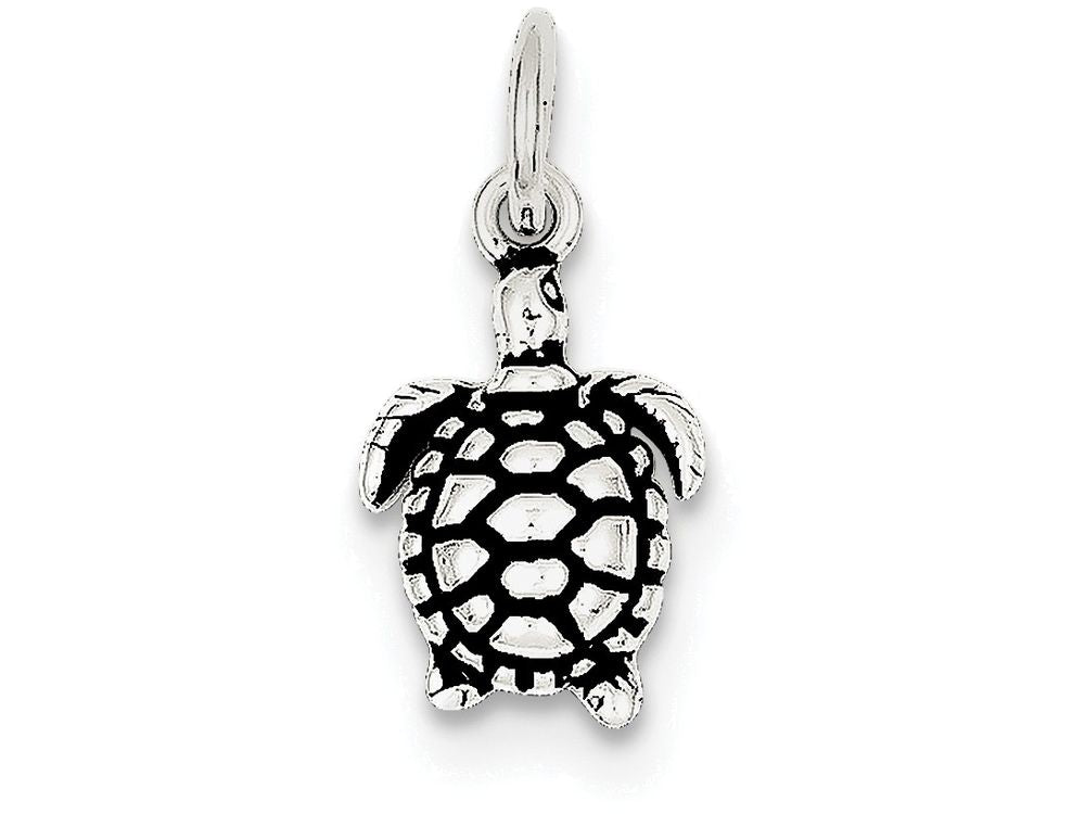 FJC Finejewelers Sterling Silver Antiqued Turtle Charm