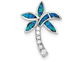 FJC Finejewelers Sterling Silver Cubic Zirconia Blue Inlay Created Opal Palm Tree Pendant Necklace - Chain Included