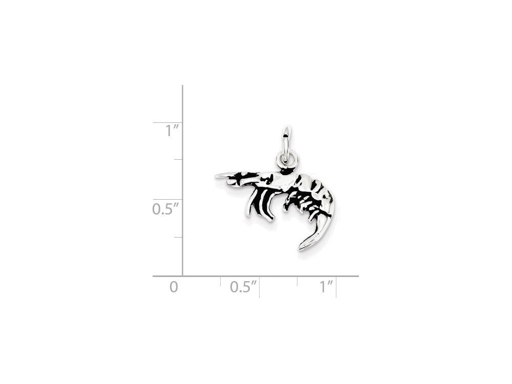 FJC Finejewelers Sterling Silver Antiqued Shrimp Charm
