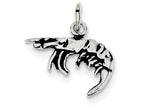 FJC Finejewelers Sterling Silver Antiqued Shrimp Charm