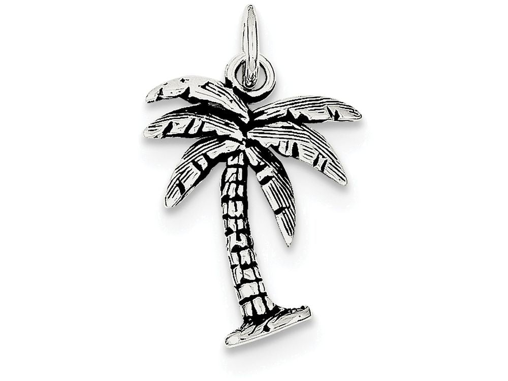 FJC Finejewelers Sterling Silver Antiqued Palm Tree Charm