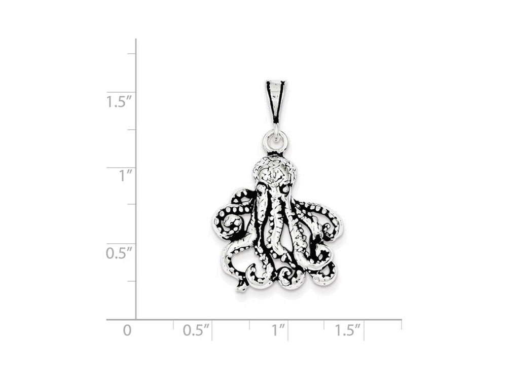 FJC Finejewelers Sterling Silver Antiqued Octopus Charm