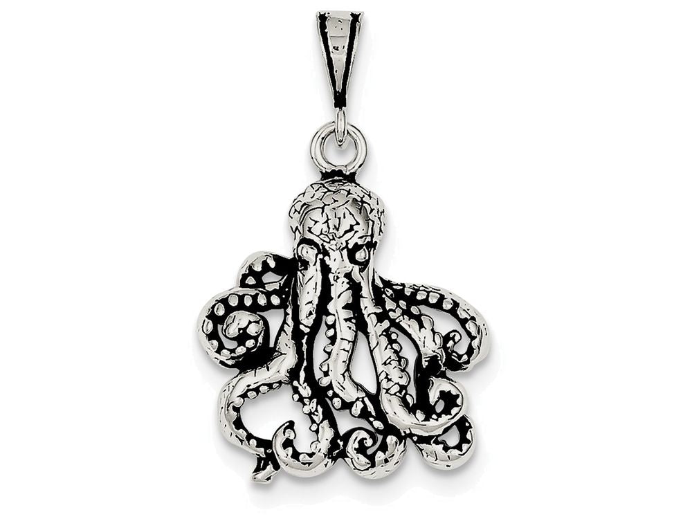FJC Finejewelers Sterling Silver Antiqued Octopus Charm
