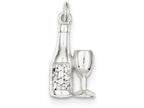 FJC Finejewelers Sterling Silver Cubic Zirconia Wine Bottle/glass Charm Pendant Necklace