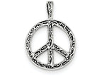 FJC Finejewelers Sterling Silver Antiqued Peace Sign Charm