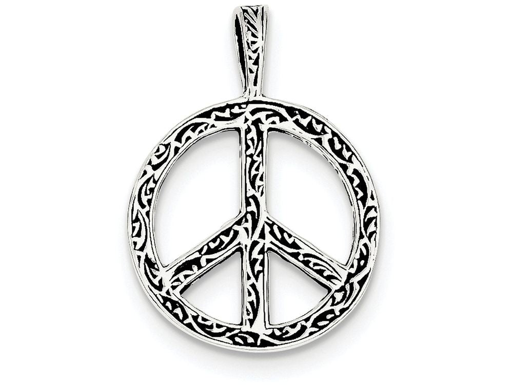 FJC Finejewelers Sterling Silver Antiqued Peace Sign Charm