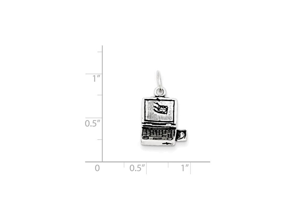 FJC Finejewelers Sterling Silver Antiqued Laptop Charm