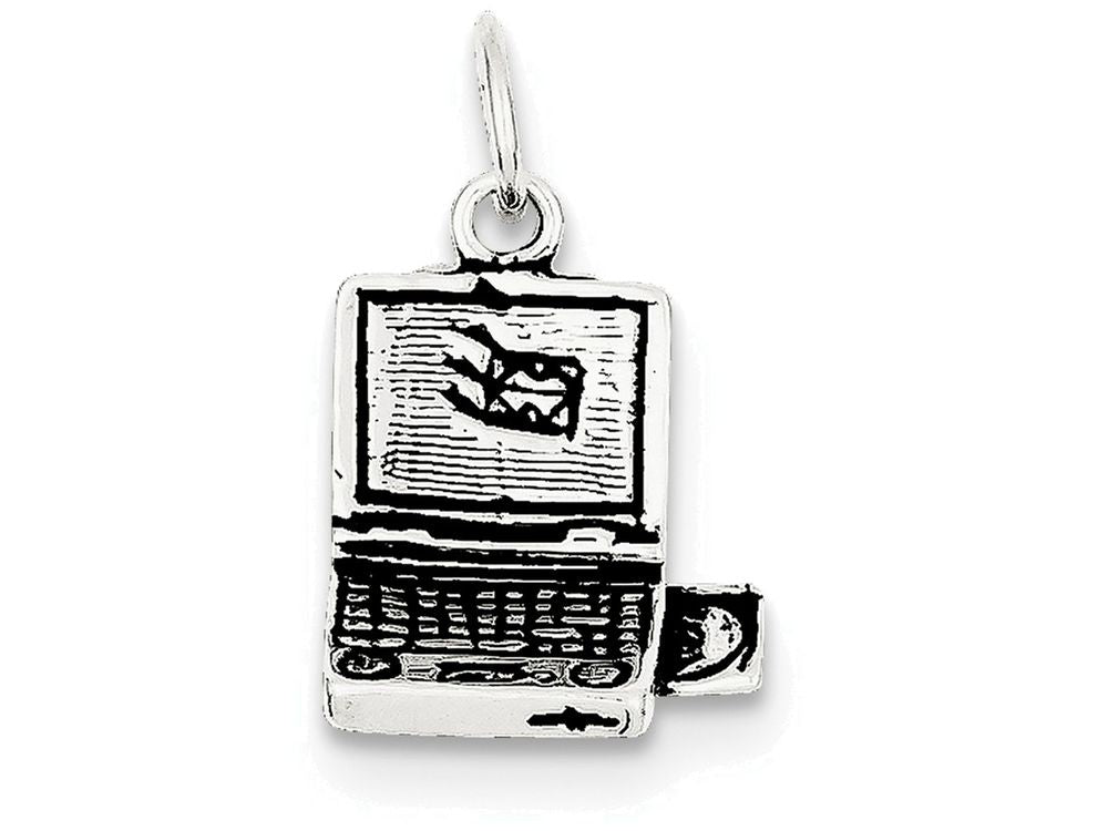 FJC Finejewelers Sterling Silver Antiqued Laptop Charm