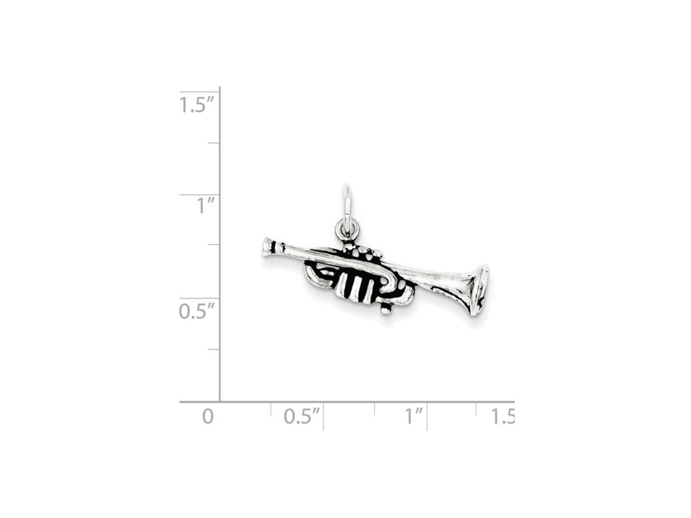 FJC Finejewelers Sterling Silver Antiqued Trumpet Charm