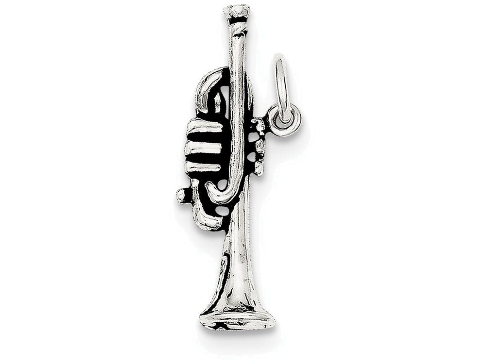 FJC Finejewelers Sterling Silver Antiqued Trumpet Charm