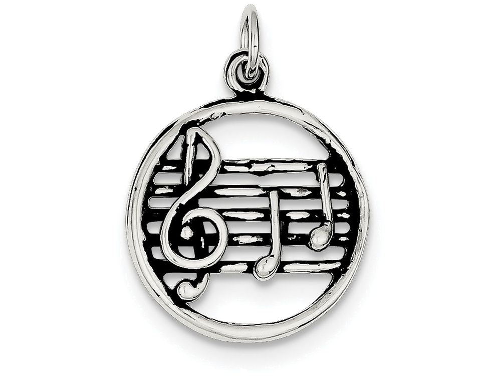 FJC Finejewelers Sterling Silver Antiqued Music Staff Charm