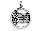 FJC Finejewelers Sterling Silver Antiqued Music Staff Charm