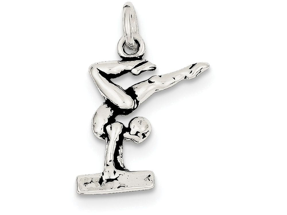 FJC Finejewelers Sterling Silver Antiqued Gymnasts Charm