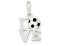 FJC Finejewelers Sterling Silver Polished Enamel Love Soccer Pendant Necklace - Chain Included