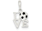 FJC Finejewelers Sterling Silver Polished Enamel Love Soccer Pendant Necklace - Chain Included