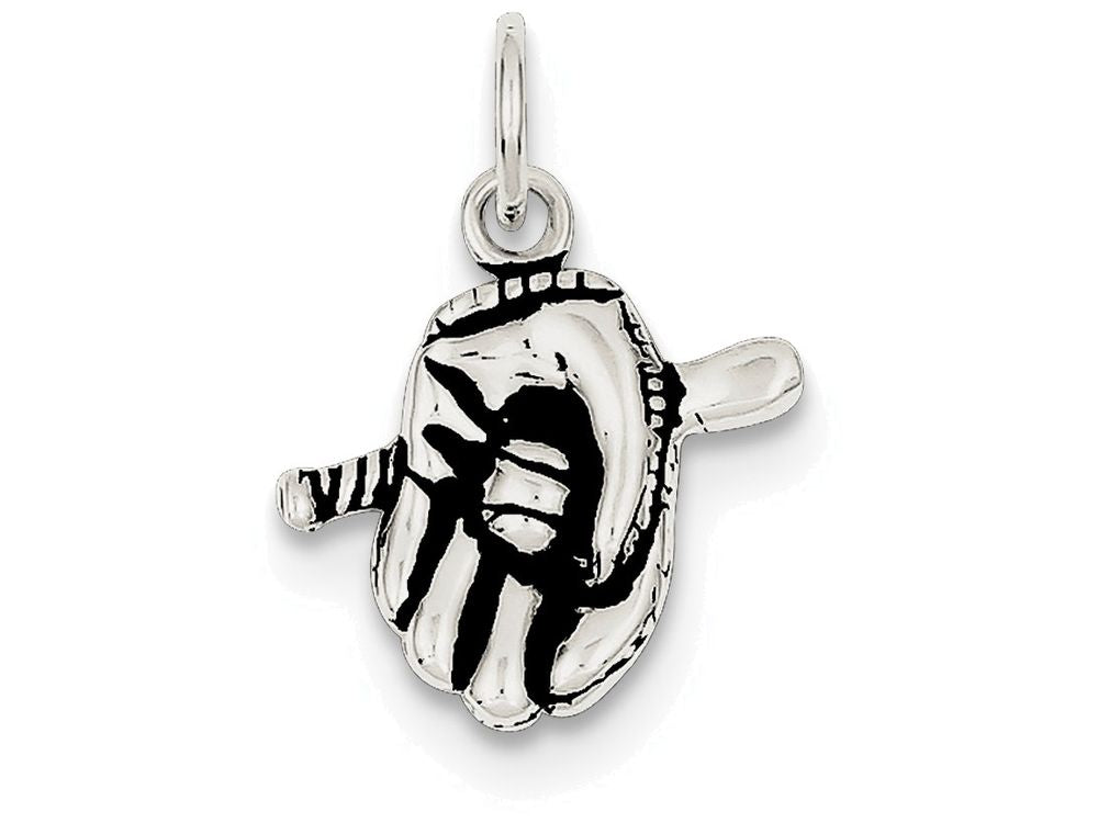 FJC Finejewelers Sterling Silver Antiqued Baseball Glove/bat Charm