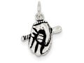 FJC Finejewelers Sterling Silver Antiqued Baseball Glove/bat Charm