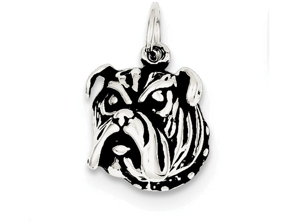 FJC Finejewelers Sterling Silver Antiqued Bull Dog Charm