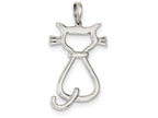 FJC Finejewelers Sterling Silver Polished Cat Pendant Necklace - Chain Included