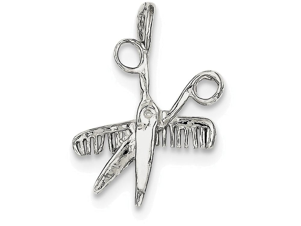 FJC Finejewelers Sterling Silver Comb and Scissors Charm