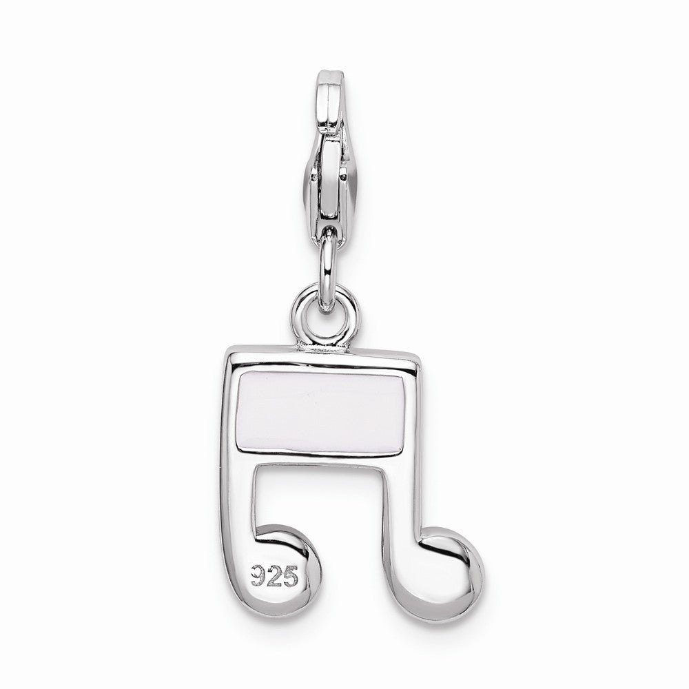 Sterling Silver Rhodium-plated Crystals Music Note With Lobster Clasp Charm