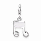 Sterling Silver Rhodium-plated Crystals Music Note With Lobster Clasp Charm