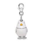 Sterling Silver Rhodium-plated And Enamel Chicken With  Lobster Clasp Charm