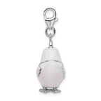 Sterling Silver Rhodium-plated And Enamel Chicken With  Lobster Clasp Charm